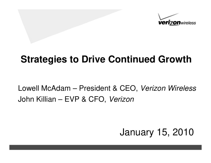 strategies to drive continued growth