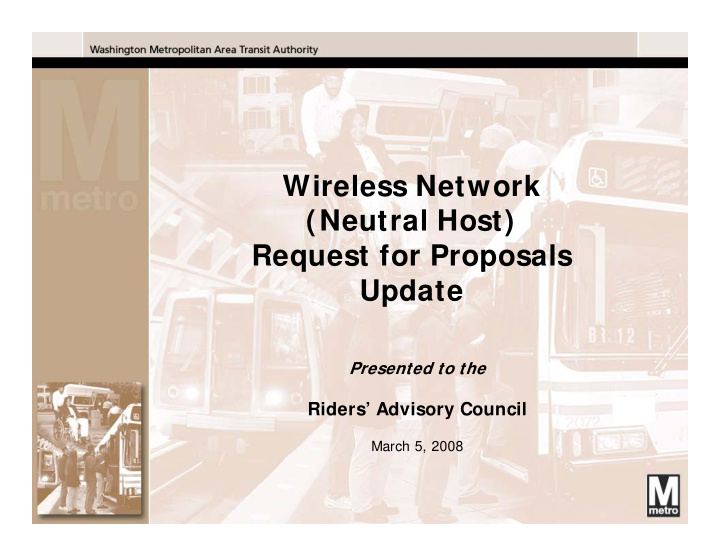wireless network neutral host request for proposals update