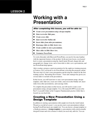 Working with a  Presentation