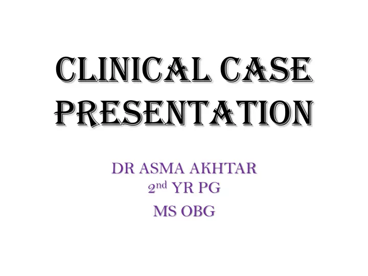clinical case presentation