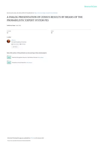 A DIALOG PRESENTATION OF CENSUS RESULTS BY MEANS OF THE  PROBABILISTIC EXPERT SYSTEM PES Conference