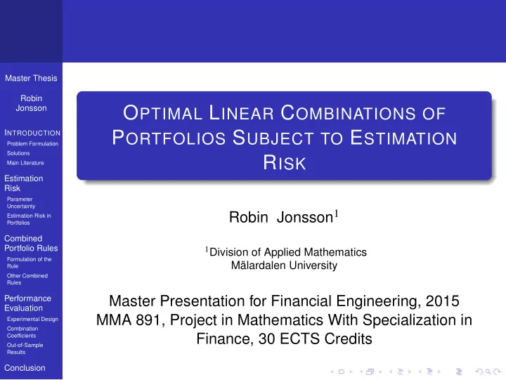 problem formulation