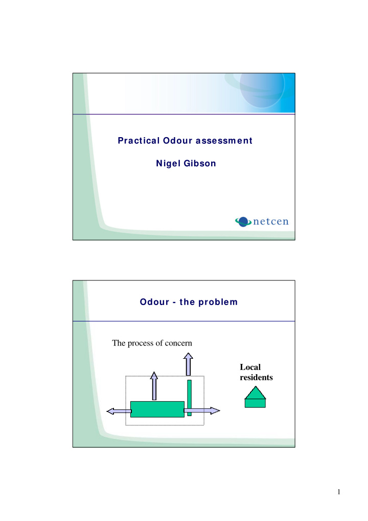 practical odour assessm ent nigel gibson odour the