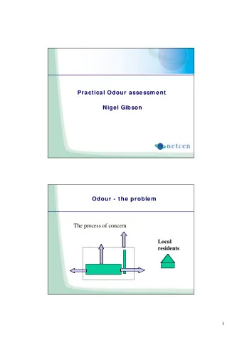 Practical Odour assessm ent  Nigel Gibson  Odour - the problem  The process of concern  Local
