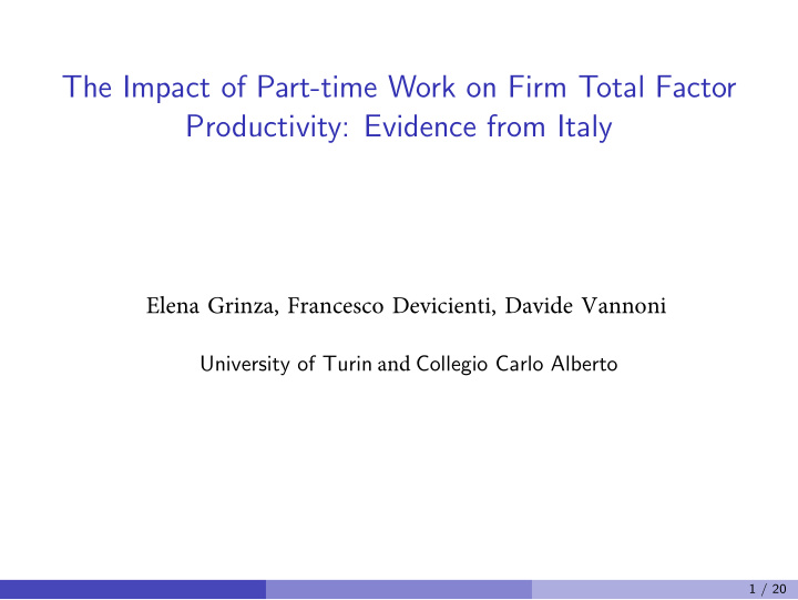 the impact of part time work on firm total factor