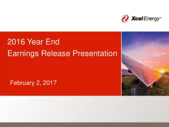 2016 Year End  Earnings Release Presentation  February 2, 2017  Safe Harbor  Except for the