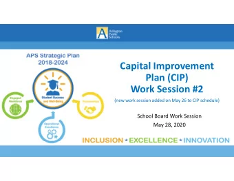 Capital Improvement  Plan (CIP)  Work Session #2  (new work session added on May 26 to CIP