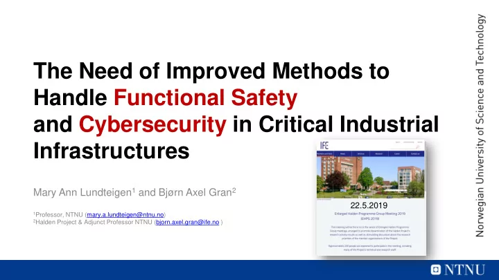 and cybersecurity in critical industrial