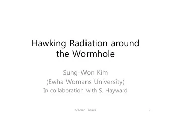 Hawking Radiation around  the Wormhole  Sung-Won Kim  (Ewha Womans University)  In collaboration