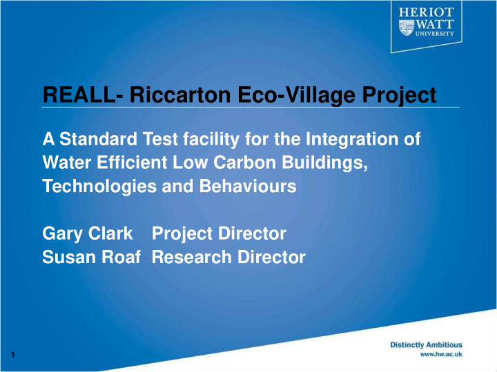 reall riccarton eco village project