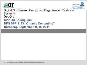Systems Dod Org  SPP OC Kolloquium DFG SPP 1183 Organic Computing  Nrnberg, September