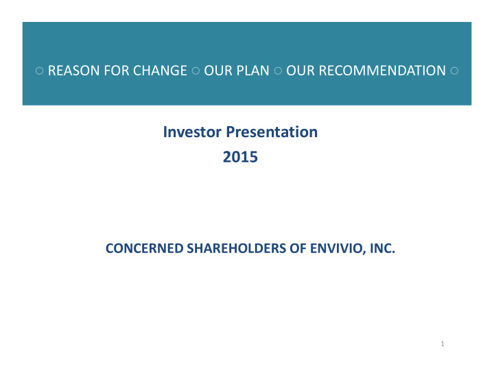 investor presentation 2015