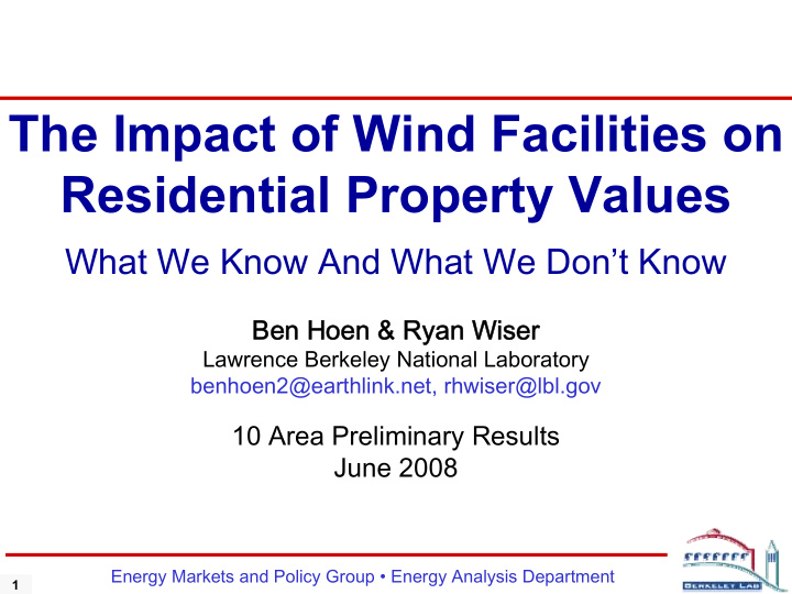 the impact of wind facilities on residential property