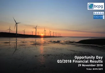 Q3/2018 Financial Results  29 November 2018  Ticker: BCPG (SET)  Disclaimer  The information