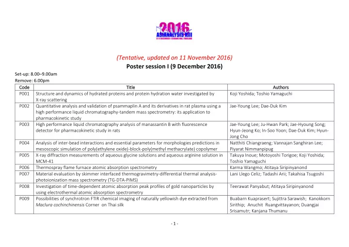 tentative updated on 11 november 2016 poster session i 9