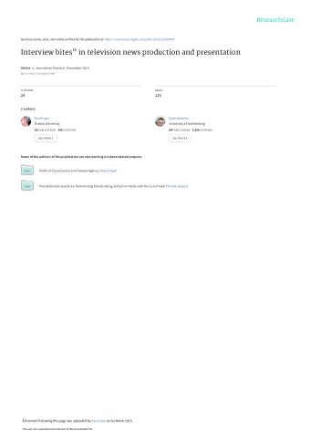 Interview bites in television news production and presentation Article in Journalism Practice