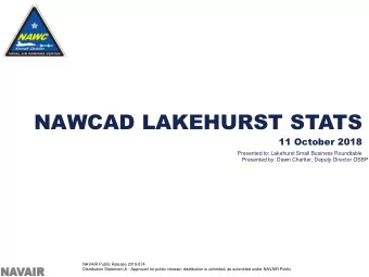 NAWCAD LAKEHURST STATS  11 October 2018  Presented to: Lakehurst Small Business Roundtable
