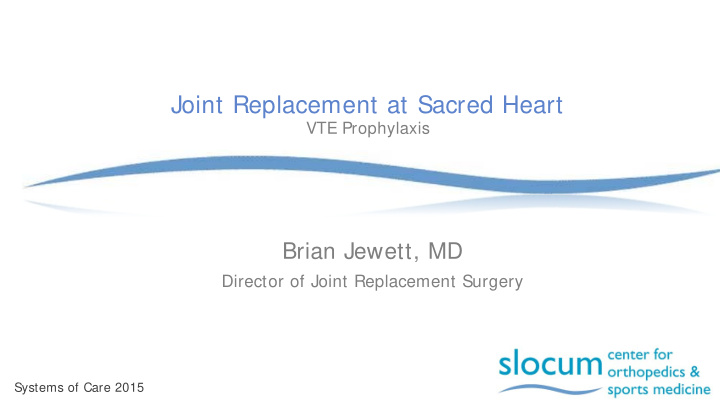 joint replacement at sacred heart