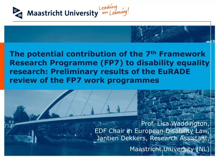 research programme fp7 to disability equality