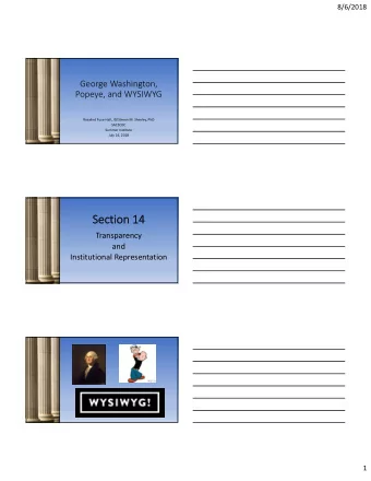 Section Section 14  14  Transparency  and Institutional Representation  1  8/6/2018 An institution