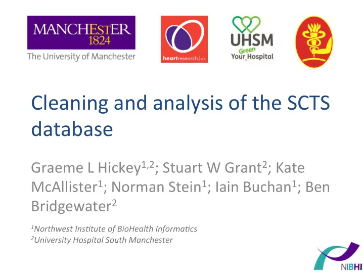 cleaning and analysis of the scts database