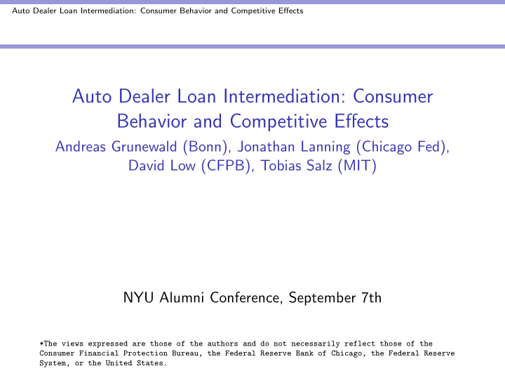 auto dealer loan intermediation consumer behavior and