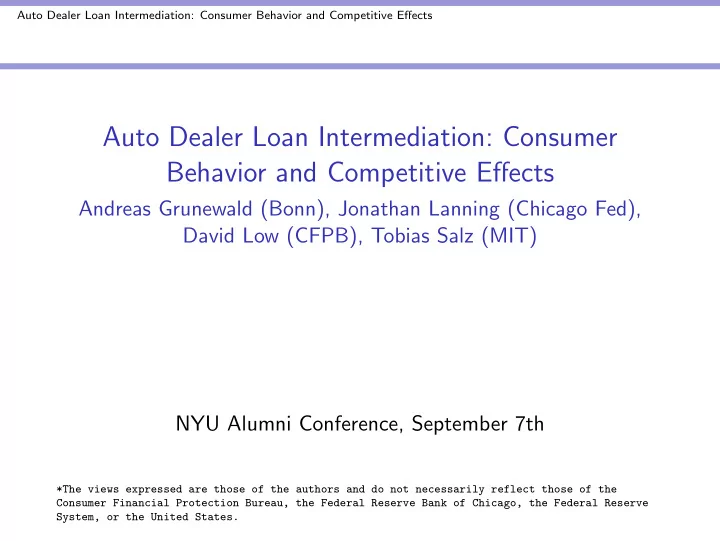auto dealer loan intermediation consumer behavior and