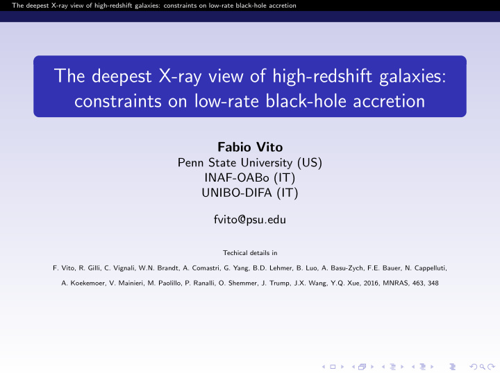 the deepest x ray view of high redshift galaxies