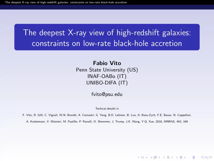 the deepest x ray view of high redshift galaxies