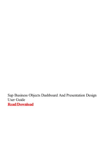 Sap Business Objects Dashboard And  Presentation Design User Guide  (SAP BusinessObjects 4.0),