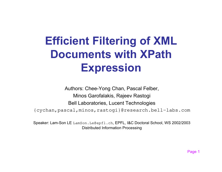 efficient filtering of xml documents with xpath expression