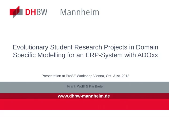 evolutionary student research projects in domain specific