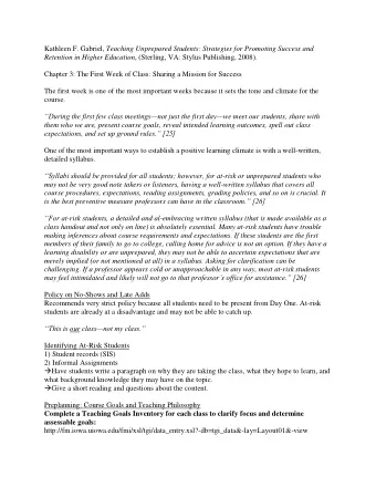 Kathleen F. Gabriel, Teaching Unprepared Students: Strategies for Promoting Success and Retention