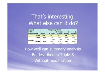 Thats interesting.  What else can it do?  How well can summary analysis  Be described in