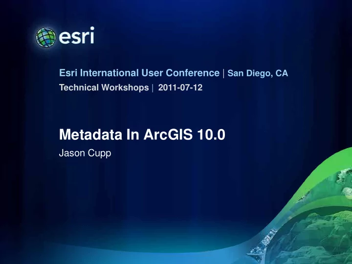 metadata in arcgis 10 0