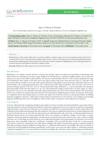 A Rapidly Progressive Hydatid Disease Imitating Metastatic Malignancy: An  Unusual Multi-Organ