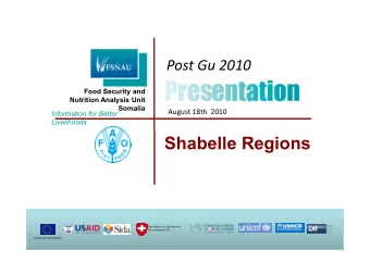 Shabelle Regions  Swiss Agency for Development  and Cooperation SDC  EUROPEAN COMMISSION Gu 2010