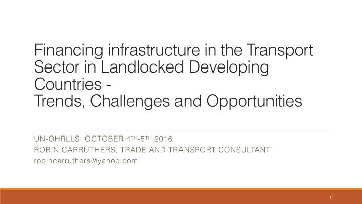 financing infrastructure in the transport sector in