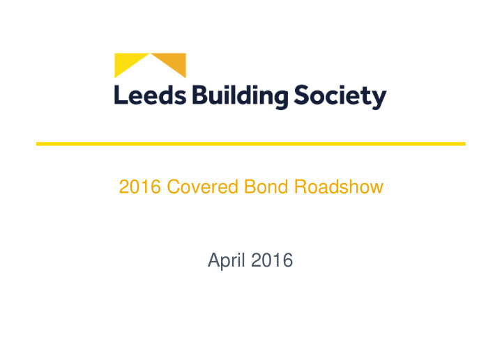 2016 covered bond roadshow april 2016 disclaimer