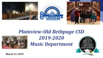 Plainview-Old Bethpage CSD  2019-2020  Music Department  March 11, 2019  Keys to Success  109