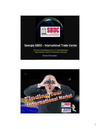 Georgia SBDC - International Trade Center  A Partnership between the U.S. Small Business