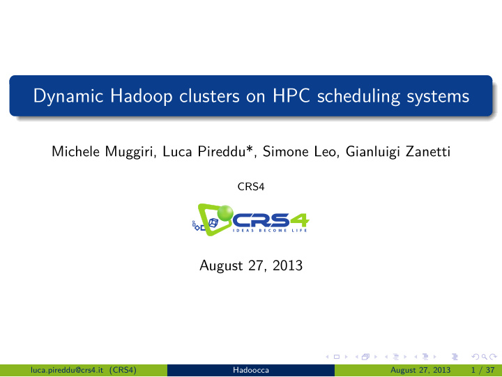 dynamic hadoop clusters on hpc scheduling systems