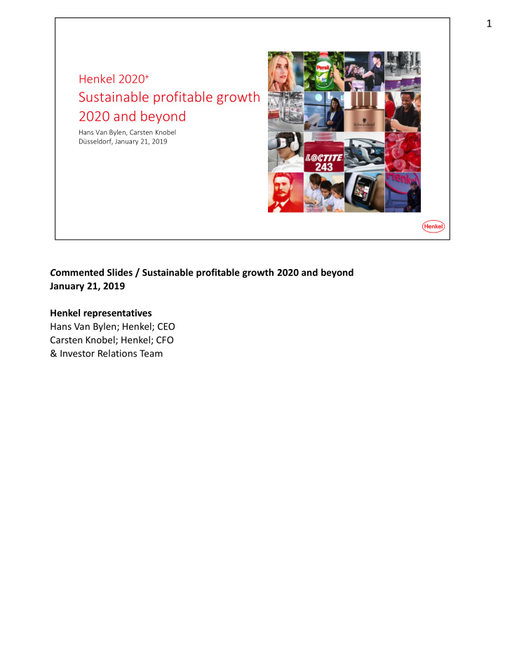 sustainable profitable growth 2020 and beyond