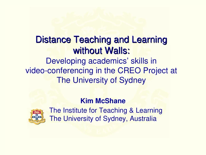 distance teaching and learning distance teaching and