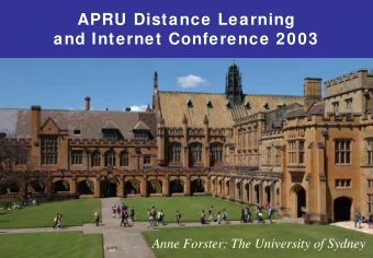 APRU Distance Learning  and Internet Conference 2003  Anne Forster: The University of Sydney