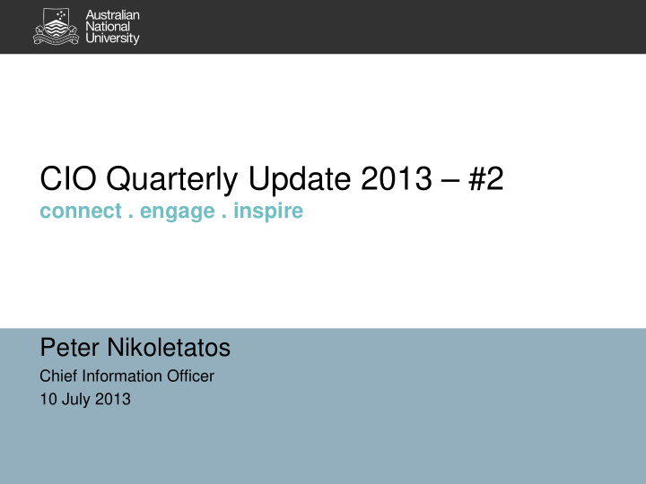 cio quarterly update 2013 2