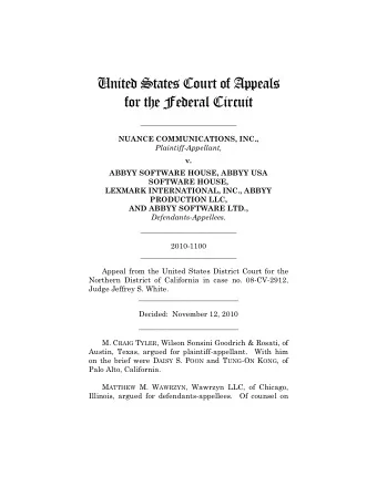 United States Court of Appeals  for the Federal Circuit  __________________________  NUANCE