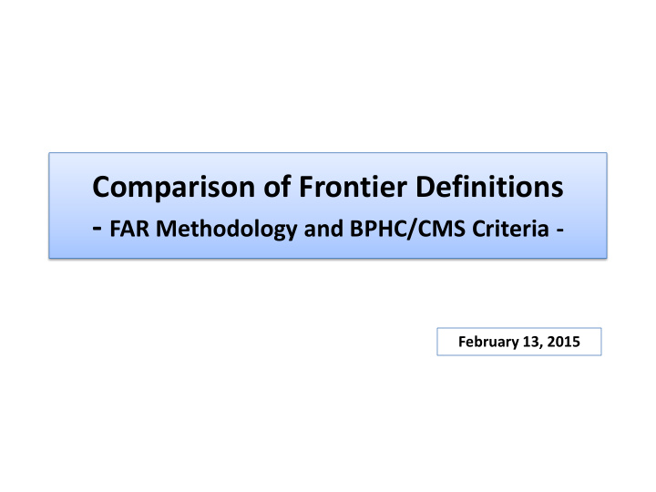 comparison of frontier definitions