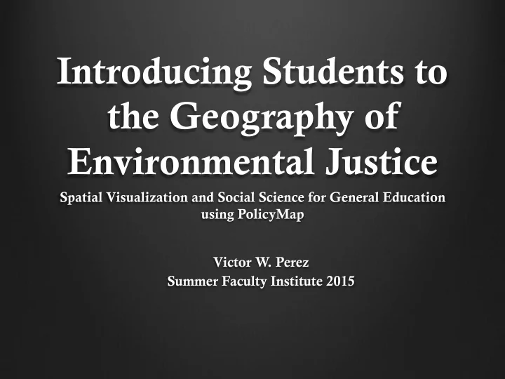 introducing students to the geography of environmental