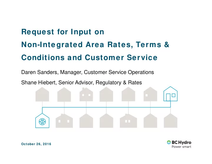 request for input on non integrated area rates terms